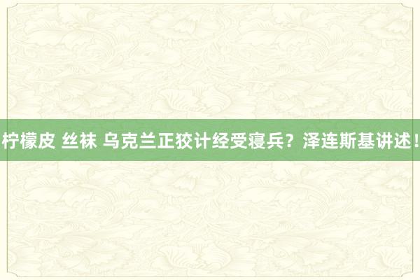柠檬皮 丝袜 乌克兰正狡计经受寝兵？泽连斯基讲述！