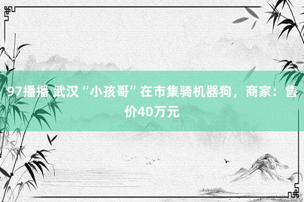 97播播 武汉“小孩哥”在市集骑机器狗，商家：售价40万元
