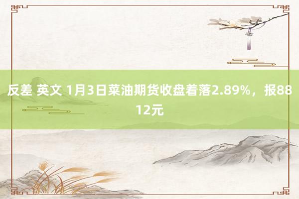 反差 英文 1月3日菜油期货收盘着落2.89%，报8812元