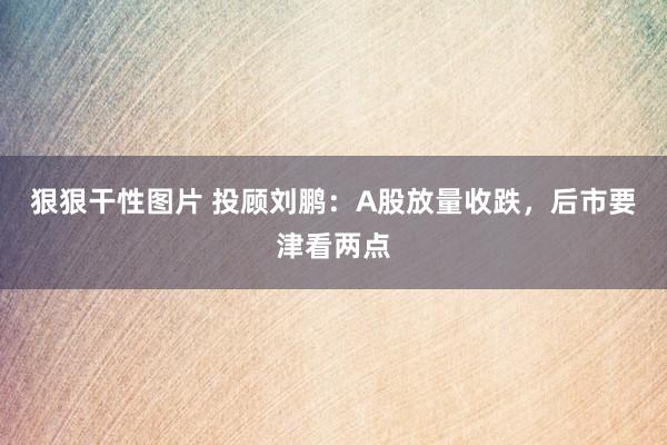 狠狠干性图片 投顾刘鹏：A股放量收跌，后市要津看两点