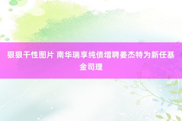 狠狠干性图片 南华瑞享纯债增聘姜杰特为新任基金司理