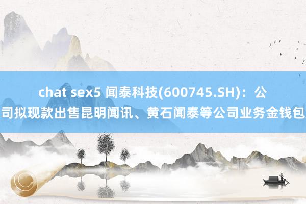 chat sex5 闻泰科技(600745.SH)：公司拟现款出售昆明闻讯、黄石闻泰等公司业务金钱包