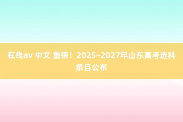 在线av 中文 重磅！2025~2027年山东高考选科条目公布