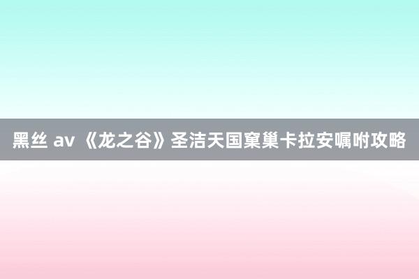 黑丝 av 《龙之谷》圣洁天国窠巢卡拉安嘱咐攻略