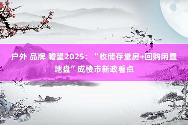 户外 品牌 瞻望2025：“收储存量房+回购闲置地盘”成楼市新政看点